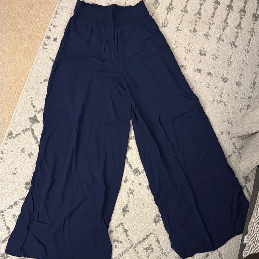 Navy Wide-Leg Women's Pants
